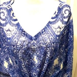 Jlo style retro flowing blouse